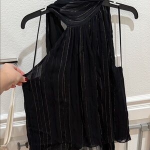 Zara Black and Gold Striped Blouse